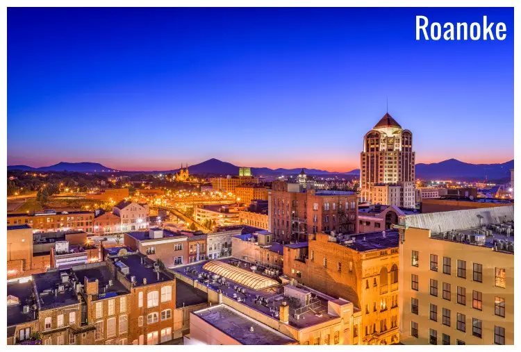 Stunning dawn in the city of Roanoke, Virginia
